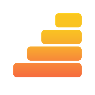 Brik logo, four orange to amber bricks stacked