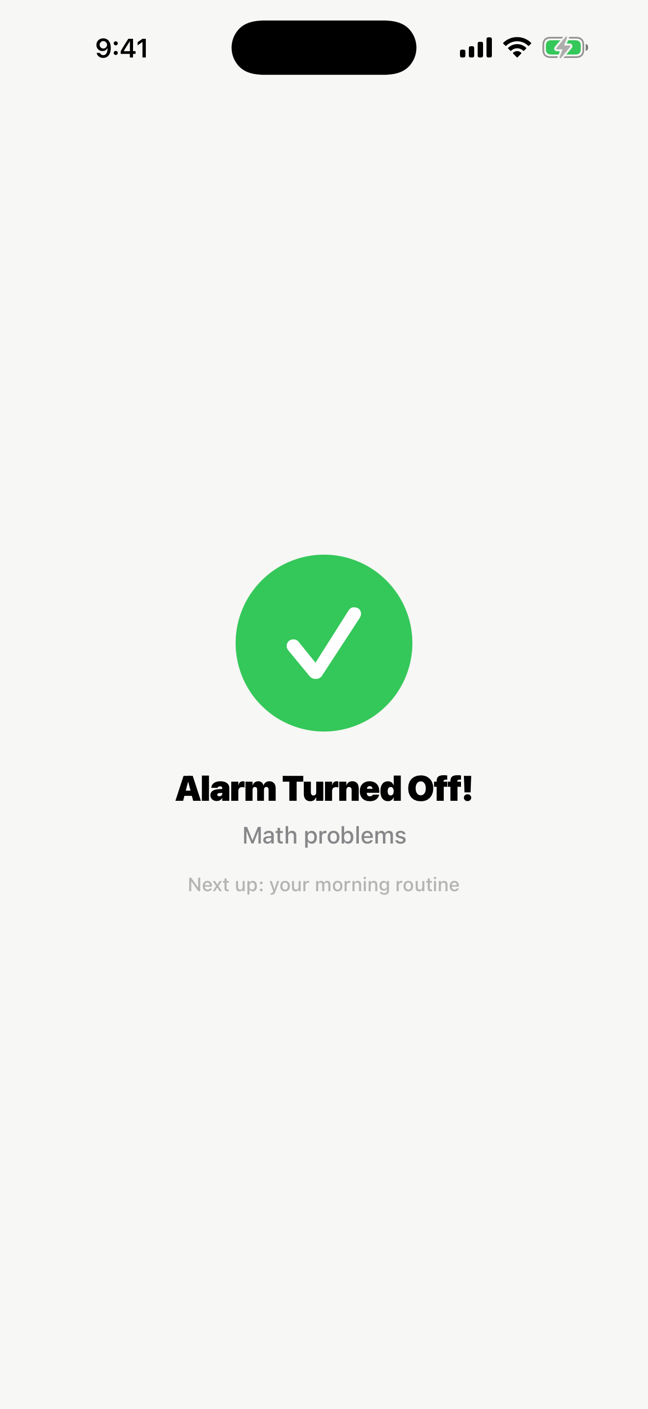 Mission complete screen, alarm silenced.